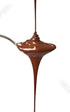 Melted chocolate flowing