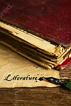 Text literature written with a dip pen
