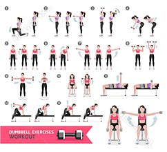 Woman dumbbell workout fitness and exercises.