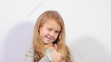 A wide range of of grimaces of cute girl.