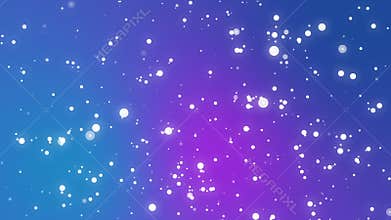 Glowing white snowflakes falling down against a purple blue background