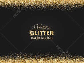 Black and gold background with glitter frame