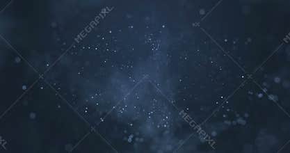 Abstract gradient blue background with bokeh and particles flowing, events festive holiday overlay ready