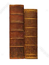 Two antique books, isolated on white