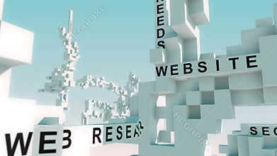 Digital Marketing Words Animated With Cubes