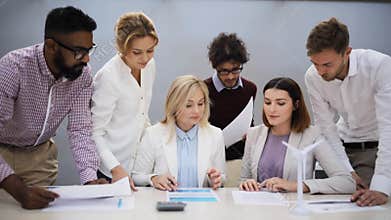 Business team discussing green energy project