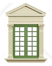 Front view of a classic window