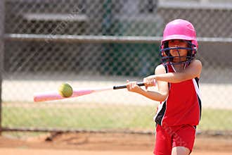 Girl Playing Softball