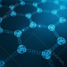 Abstract nanotechnology hexagonal geometric form close-up, concept graphene atomic structure, concept graphene molecular