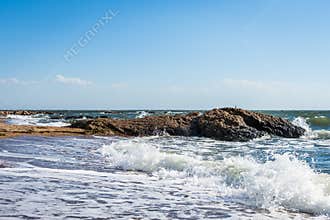 Atlantic Ocean in Lighthouse Point Park in New Haven Connecticut