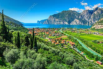 Beautiful sunny day on Lake Garda, Torbole. Italy, Europe