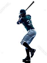 Man baseball player silhouette isolated