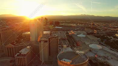 Las Vegas Aerial Cityscape Strip Sunset