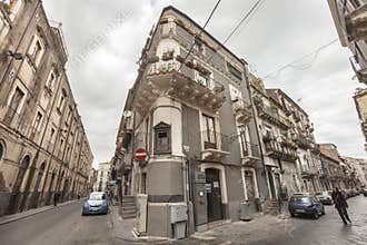 Italian historic buildings, historical center Catania, Sicily. Italy