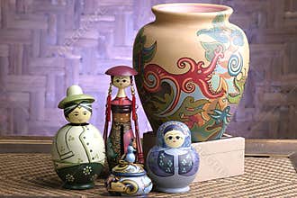 Dolls and vase artistic