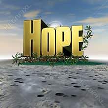 Hope text with roots