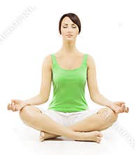 Yoga Woman in Meditation Sitting in Lotus Pose Female Meditating