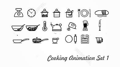 Cooking Icons animation with alpha set 1 v3