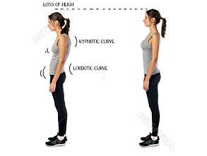 Woman with impaired posture position defect