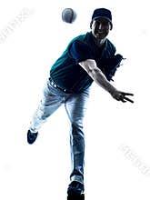 Man baseball player silhouette isolated