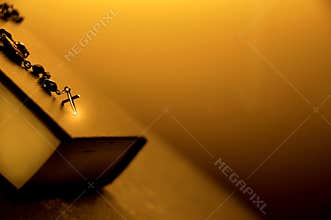 Cross on bible ,religious concept