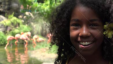 Happy Teen African Girl at Zoo