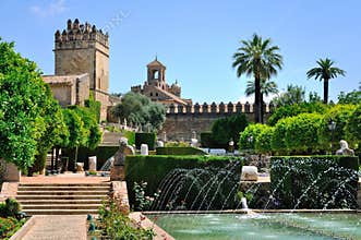 View of Alcazar and Cathedral Mosque of Cordoba, Spain.