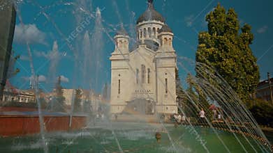 Close-up Shot The Dormition of the Theotokos Cathedral in Cluj Napoca, Romania