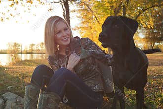 Female Duck Hunter with her Labrador Retriever