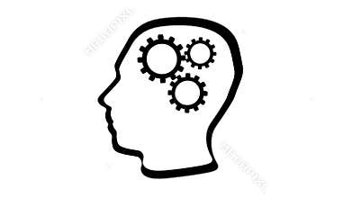 Gears rotate inside Bulb idea Mechanism seamless loopable FullHD 1080p 2D creativity animation