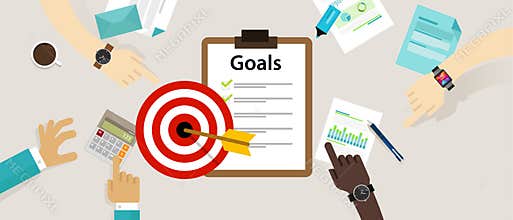 Target goals vector icon success business strategy concept team work