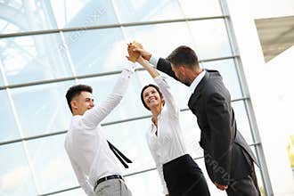 Business People Celebrate successful project. Team Work