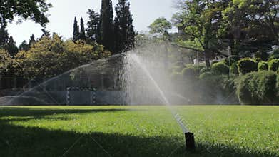 Football field watered