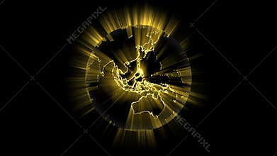 Glowing earth rotating global light flare