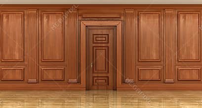 Fragment of the interior of classic wood panels