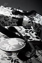Black and white wrapped gifts