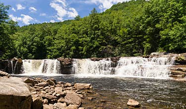 Three distinct waterfalls at High Falls of Cheat