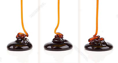 Pouring caramel sauce