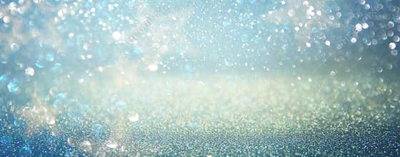 Glitter vintage lights background. blue, silver. defocused