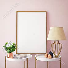 Mock up poster frames in hipster interior background,