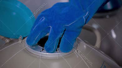 Liquid Nitrogen in Biotechnology Lab sperm bank