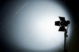 Hollywood movie studio light aimed at the backgrou