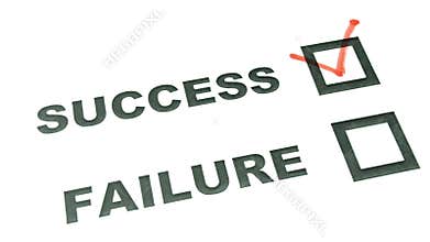 Male hand putting mark failure success checkbox