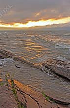 Sun, Clouds, Waves, and Water