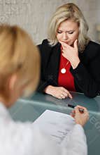 Unhappy blonde woman in bankrupt