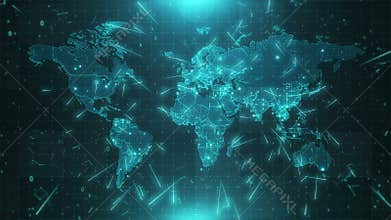 World Map Background Cities Connections 4K