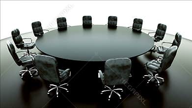 Boardroom, meeting room and conference table and chairs. Business concept.