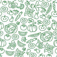 Vegetables diet food background. Vector raw vegetable foods for healthy seamless pattern