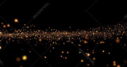 Christmas golden light shine particles bokeh loopable on black background