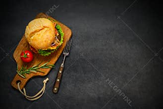 Fast Food Burger with Copy Space